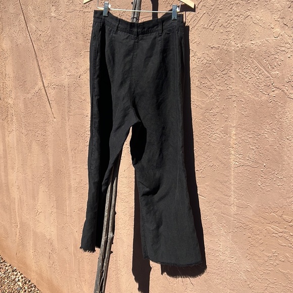 Wilfred with Linen Aritzia Cropped Frayed Hem Black Button Fly Trousers Size 6 - Picture 5 of 5